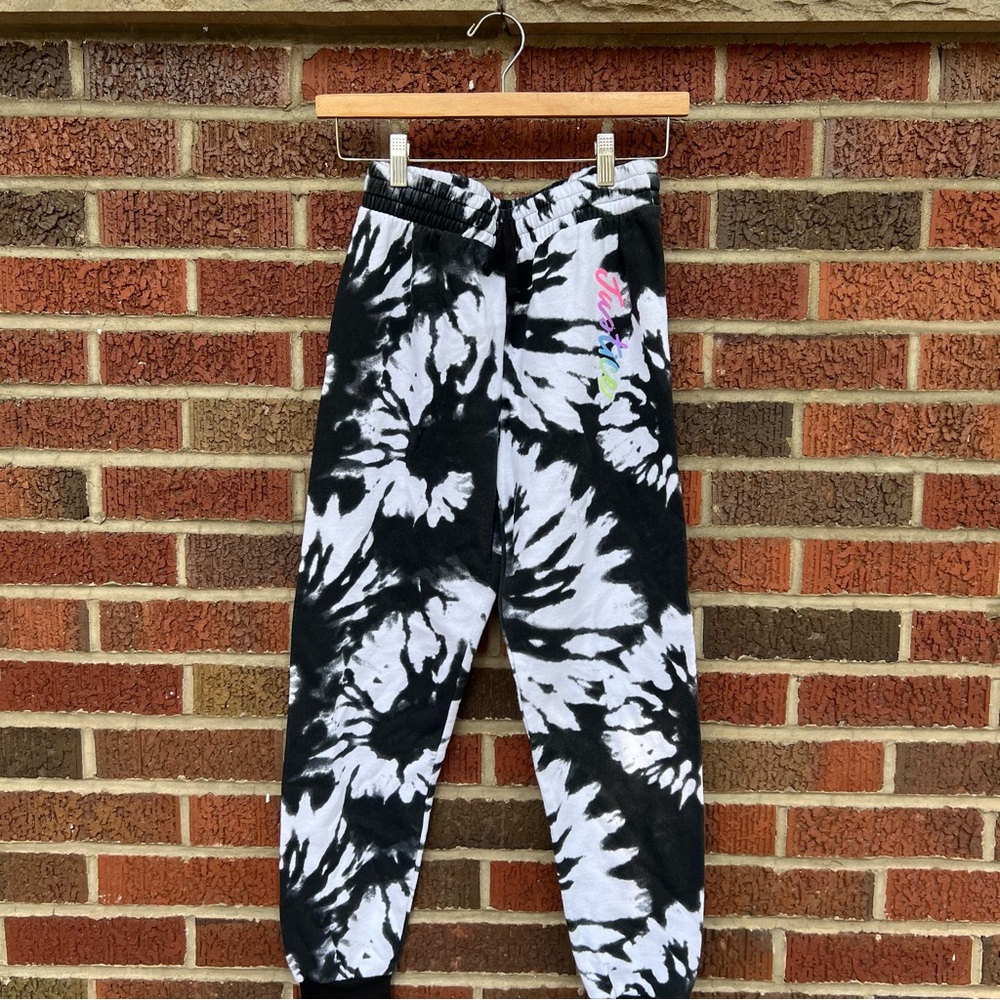 Justice Black and White Rainbow Graphic Tie Dye Sweatpants Joggers